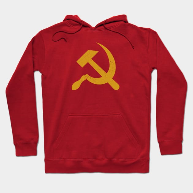 Hammer and Sickle - Vintage Red Communist Hoodie by Distant War